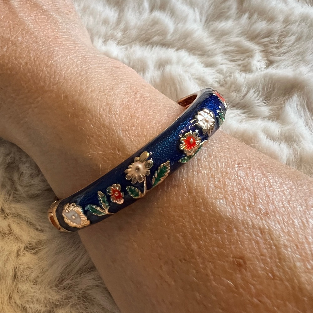 Floral Enamel Bangle Bracelet